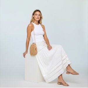 L*Space Reia White Lace Tiered Maxi Skirt Size M